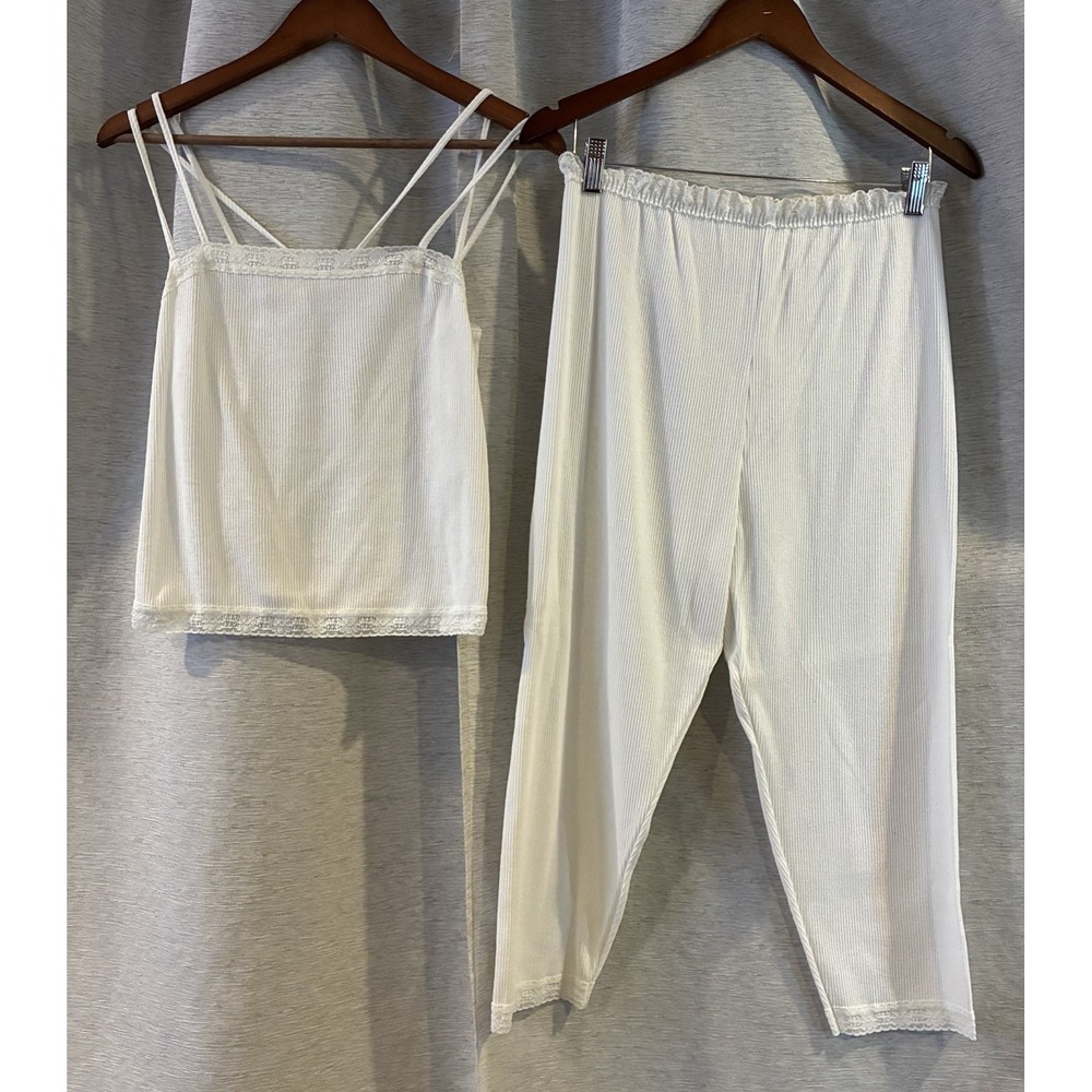 Vintage Petra Fashions Ribbed Pajama Tank Set Size Large USA